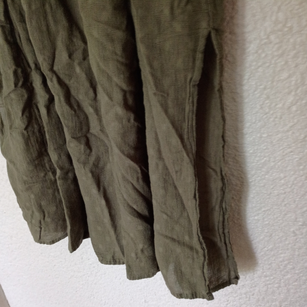 Staring At The Stars Olive Green Women's Skirt Boho Hippie Retro  Flowing S Ties - Picture 4 of 7